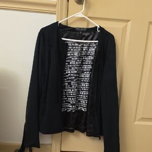 Black Fringe Zip Jacket